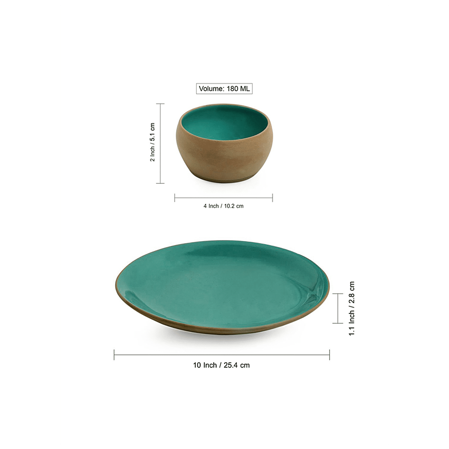 Buy ExclusiveLane Ceramic Dinner Plates - With Serving Bowls & Katoris,  Earthen Turquoise, Hand Glazed, Microwave Safe Online at Best Price of Rs  3560 - bigbasket