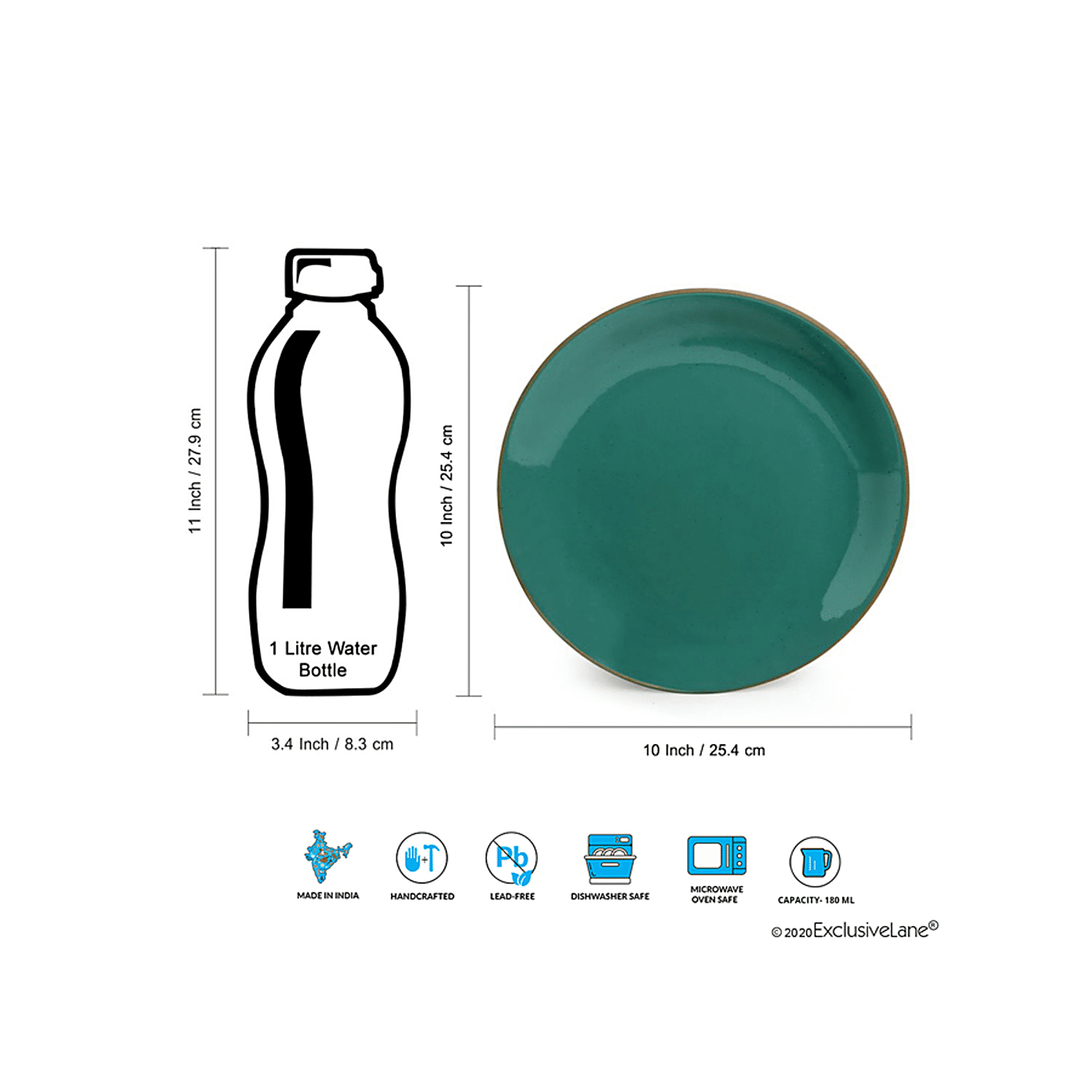 Buy ExclusiveLane Ceramic Dinner Plates - With Serving Bowls & Katoris,  Earthen Turquoise, Hand Glazed, Microwave Safe Online at Best Price of Rs  3560 - bigbasket