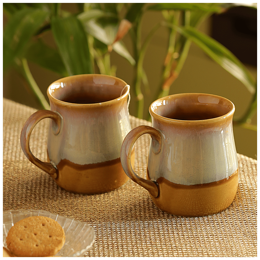 ExclusiveLane Half Ceramic Tea Cups | Black, 130ml | Set of 2 | Handmade  Studio Pottery Tea Glasses for Tea Party | Coffee Mugs for Hot or Cold