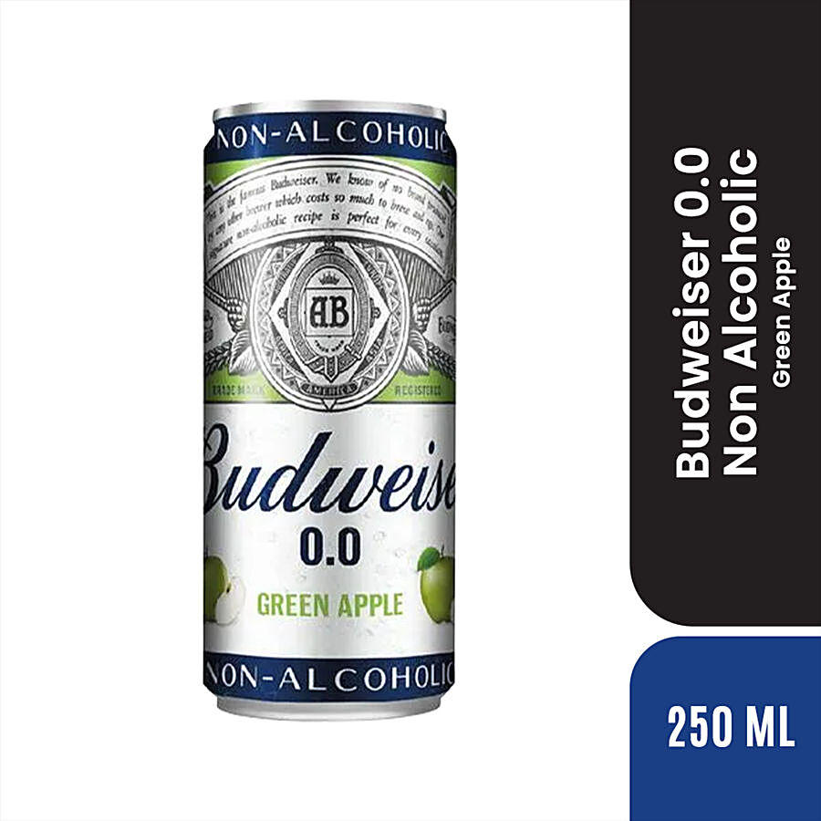 Buy Budweiser 0.0 Non Alcoholic Green Apple Beer - Refreshing 