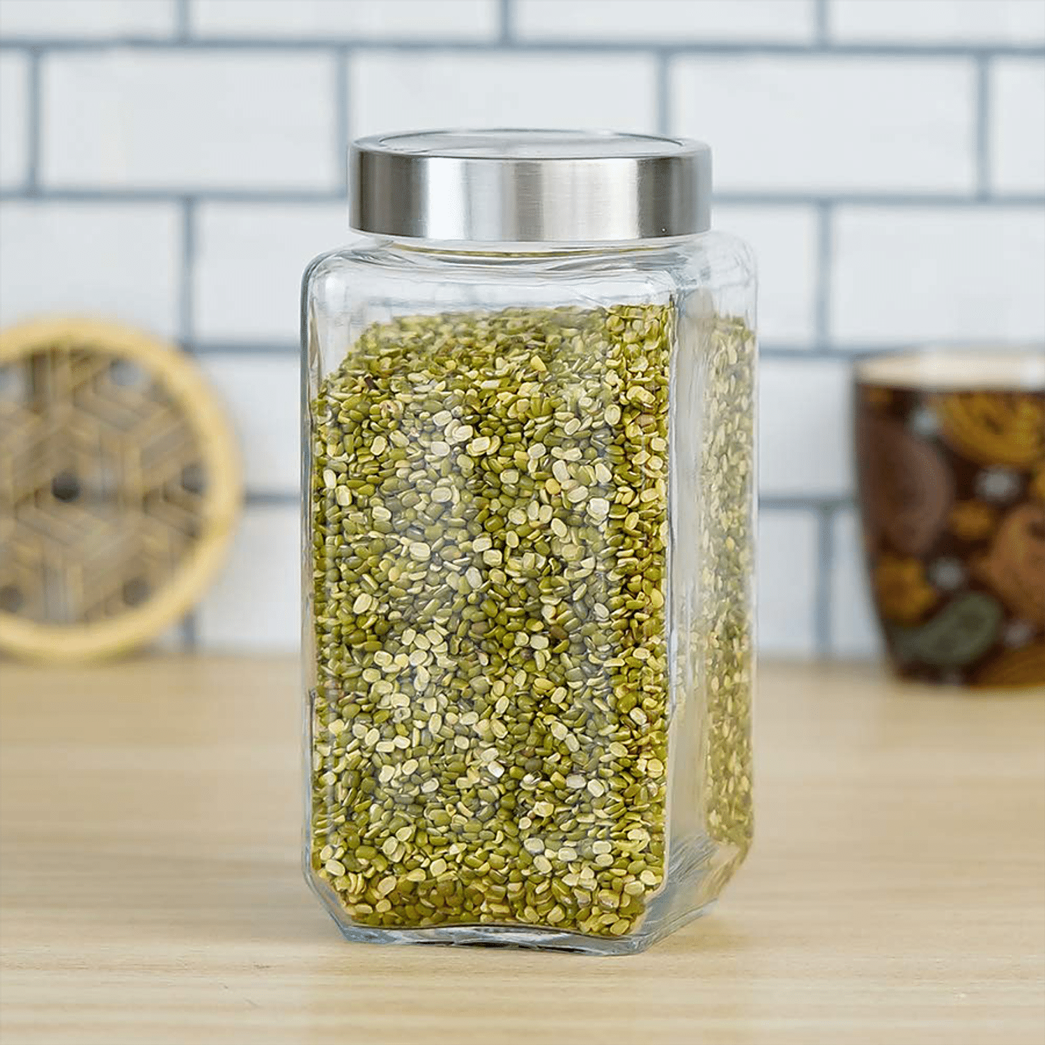 1pc Transparent Glass Mixed Grain Snack Storage Sealed Jar With