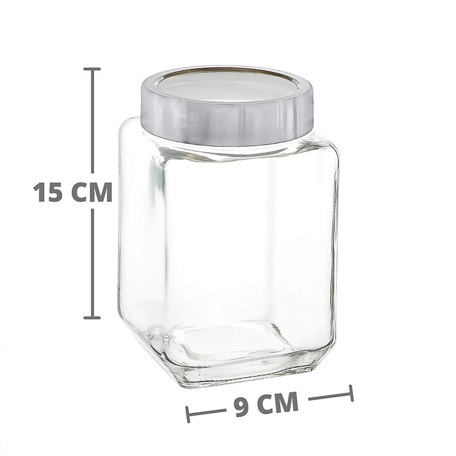 Femora Glass Jar With Screw On Metal Lid - Transparent , Scratch Resistant,  Storage For Dry Kitchen Items, 500 ml