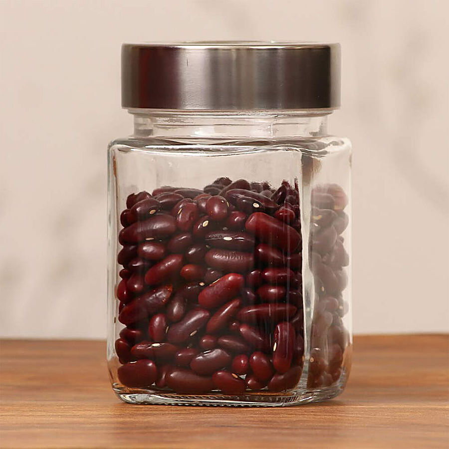 Femora Glass Jar With Screw On Metal Lid - Transparent , Scratch Resistant,  Storage For Dry Kitchen Items, 500 ml