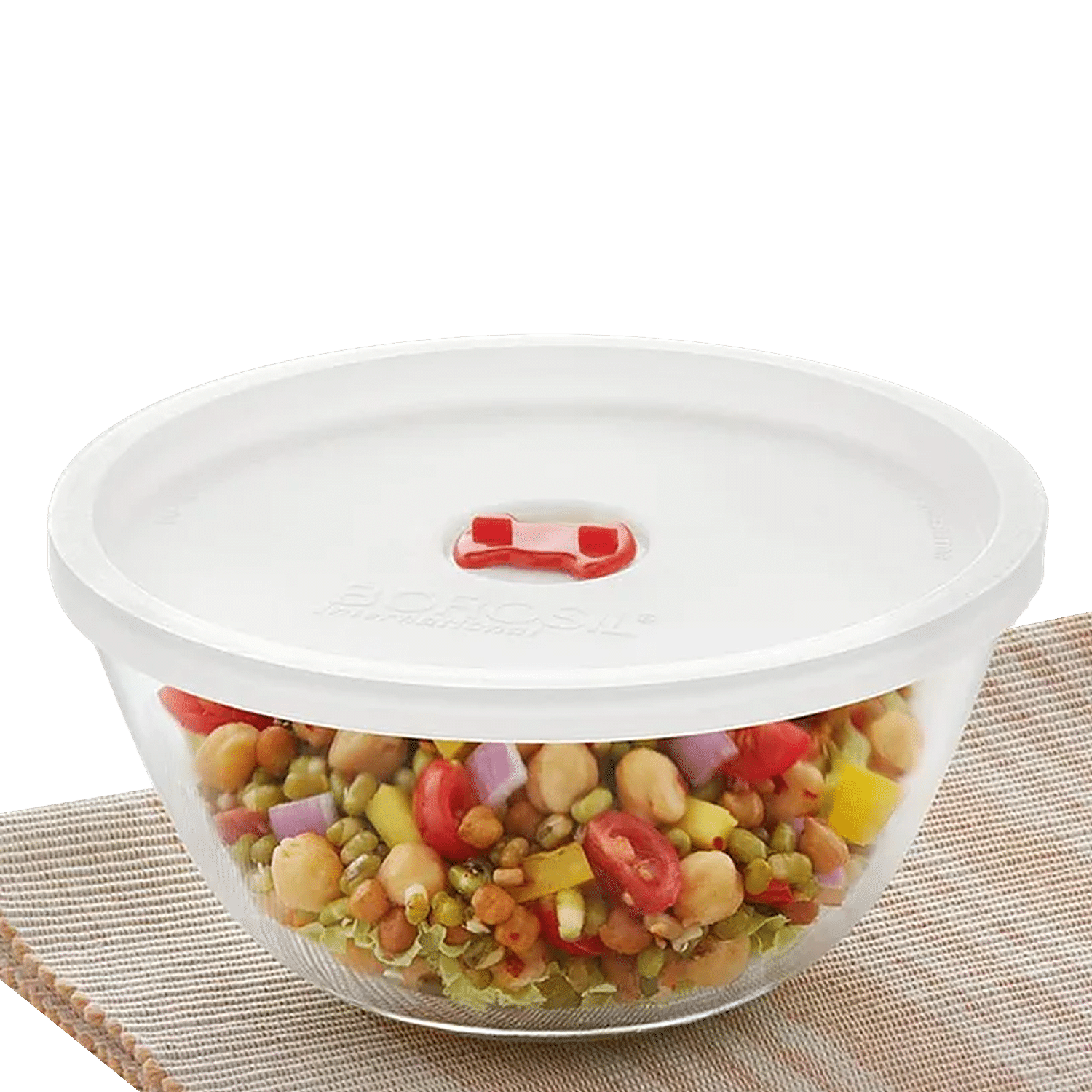 1Pc Household Glass Bowl with Lid Microwave Oven Bowl Heat-resistant Bowl  White