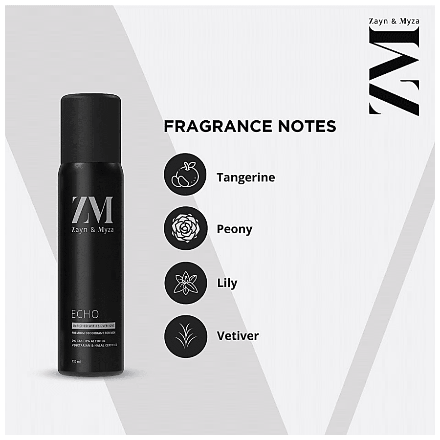 ZM Zayn & Myza Echo No Alcohol Body Spray - For Men, Long Lasting  Fragrance, 120 ml