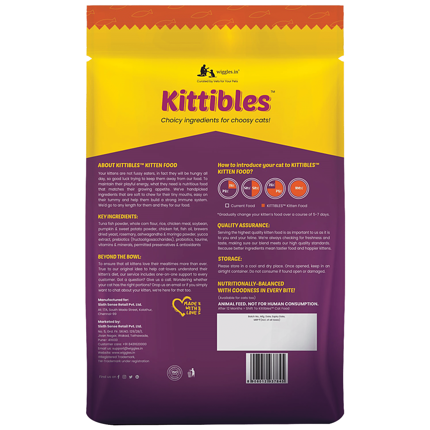 Buy Wiggles.in Kittibles Kitten Food Dry 1 12 Months Baby Cats