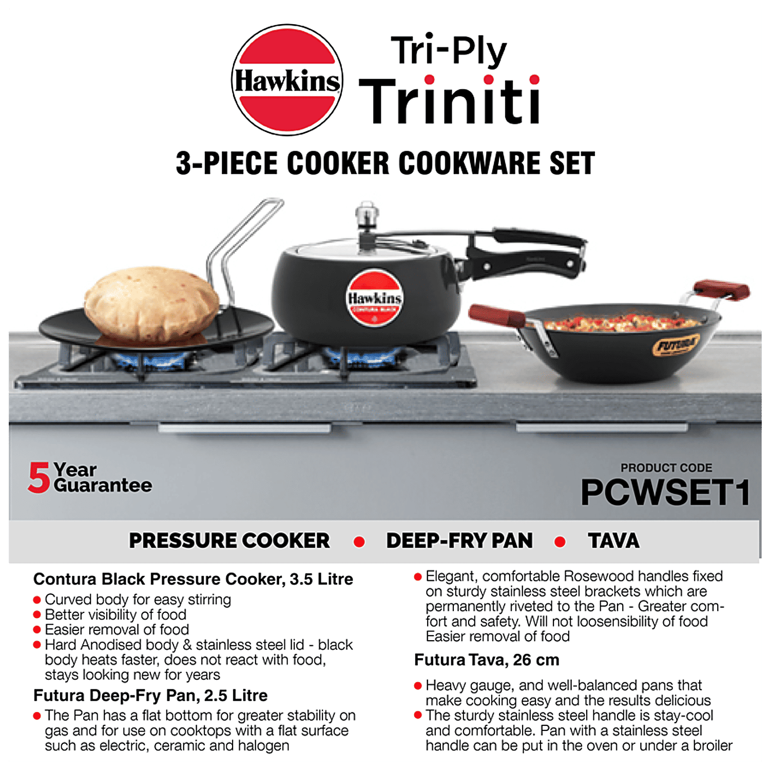 Nonstick cookware set discount with pressure cooker