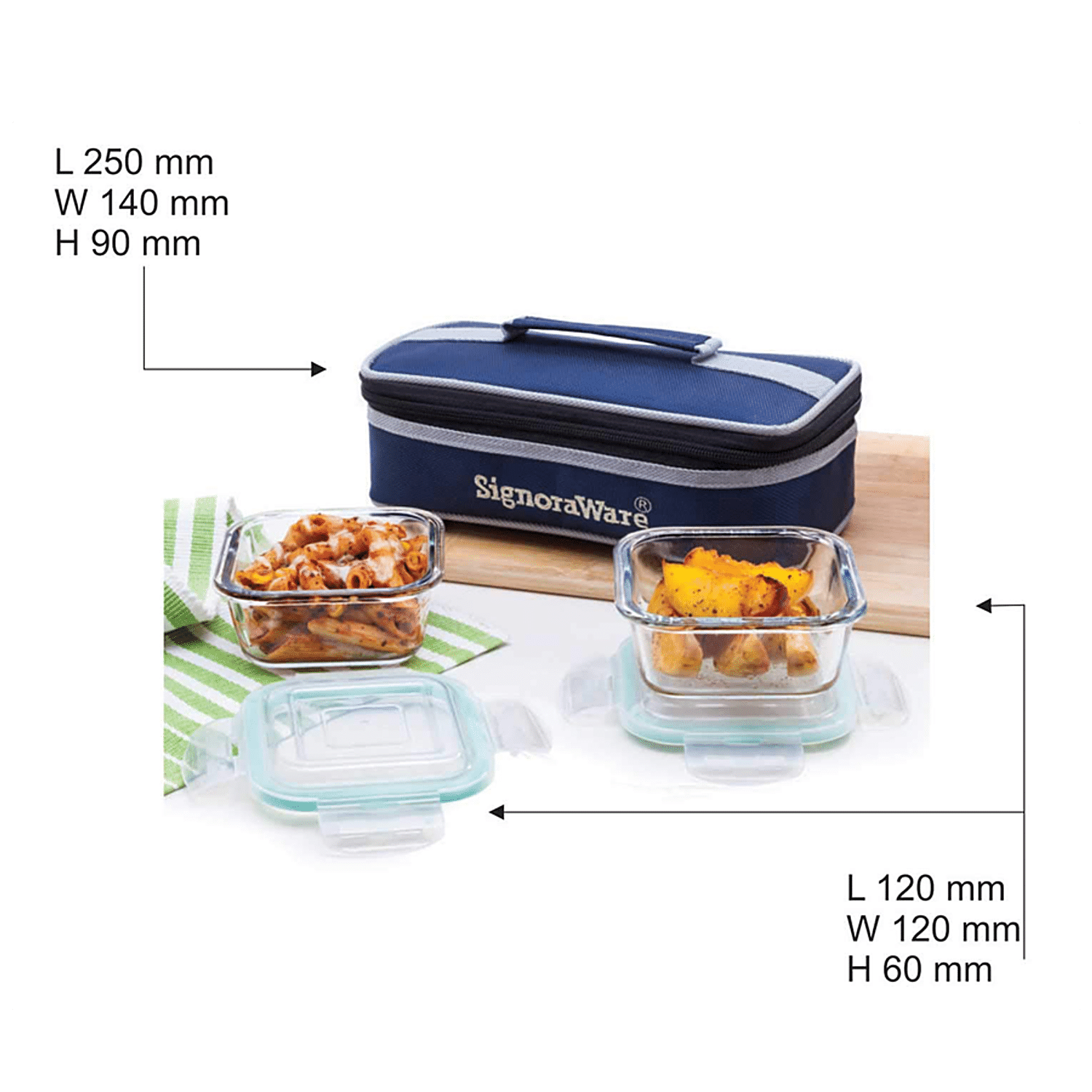 Signoraware Slim High Borosilicate Bakeware Safe Glass Big Lunch Box, 1000  ML, Clear