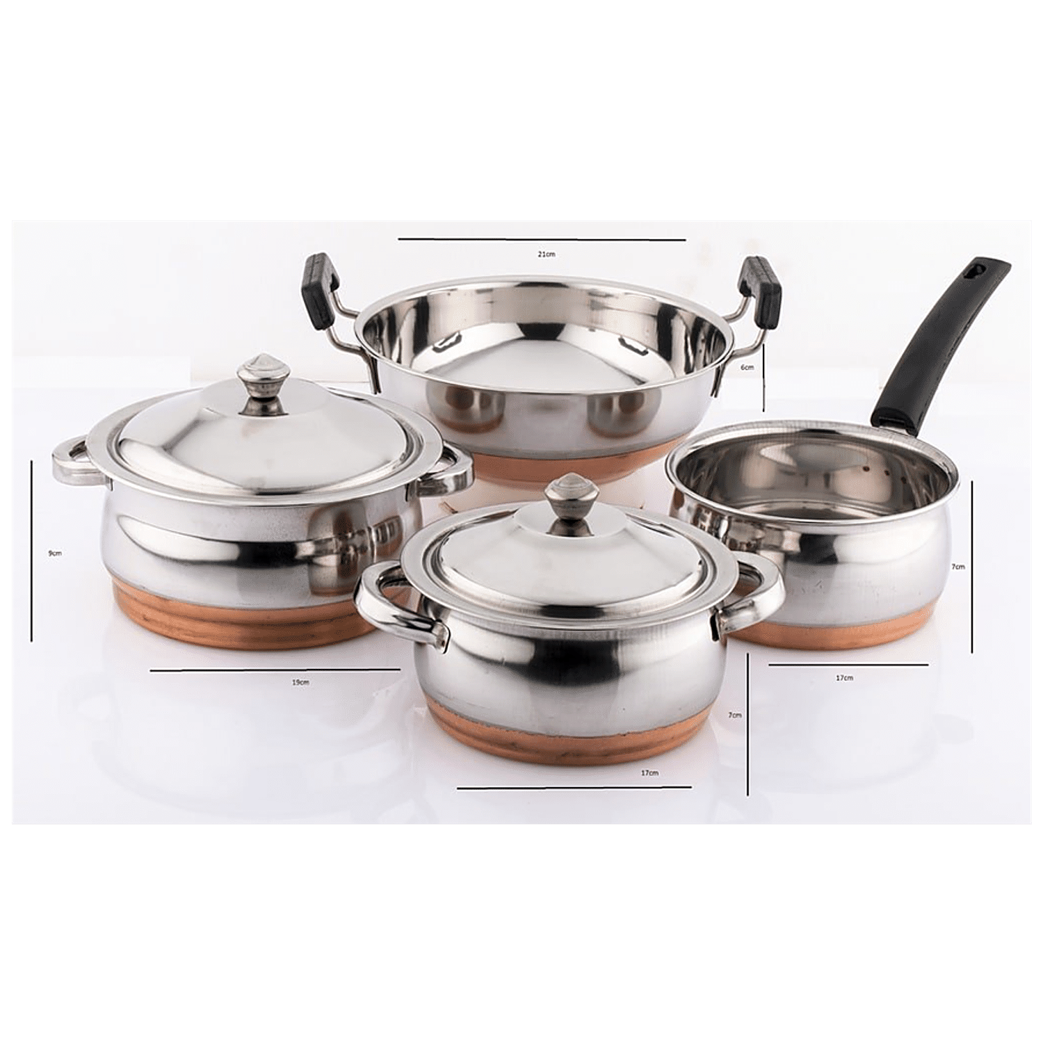 Stainless Steel Copper Bottom Induction Base Sauce Pan Cookware with Handle  1 L