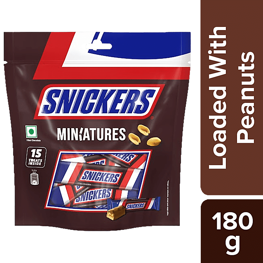 Buy Snickers Chocolate Peanut Filled Chocolate Miniatures 216 Gm Pouch  Online at the Best Price of Rs 212.5 - bigbasket