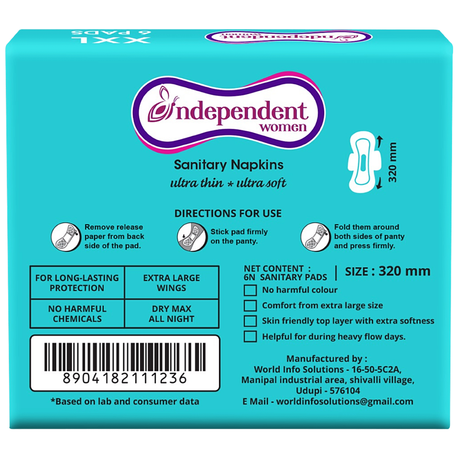 INDEPENDENT WOMEN Sanitary Napkin - Ultra Thin & Soft, Rash Free, 6 pcs