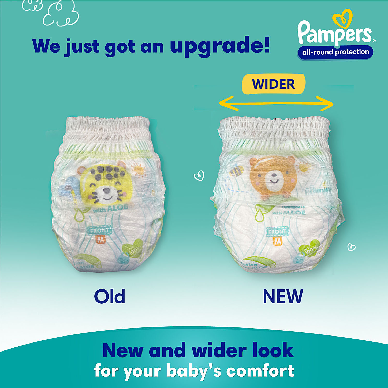 Pampers All round Protection Pants, Medium Size Baby Diapers (28