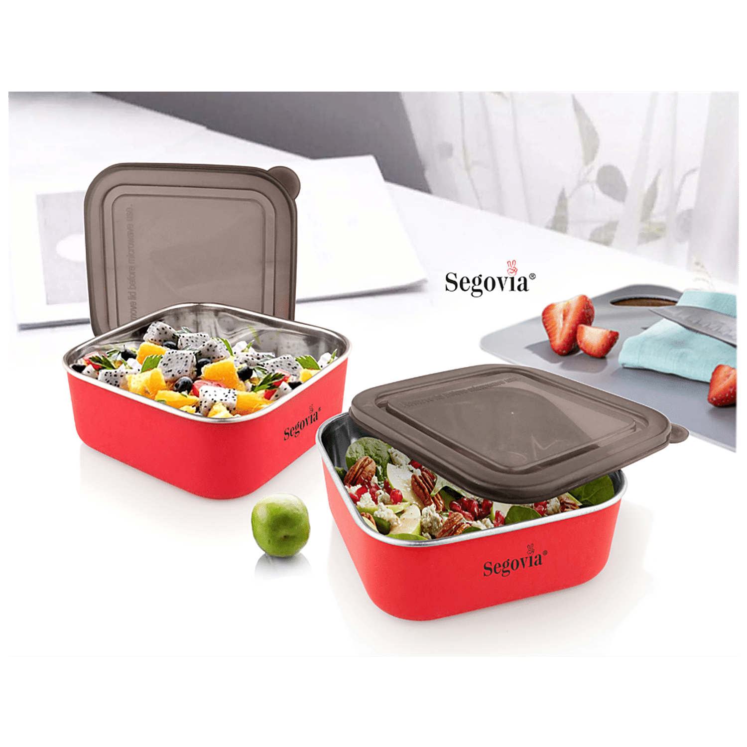 Buy SEGOVIA Microwave Safe Steel airtight Lid Food Storage Containers,  Lunch Box 1200 ML - 1200 Steel, Plastic Utility Container Online at Best  Prices in India - JioMart.