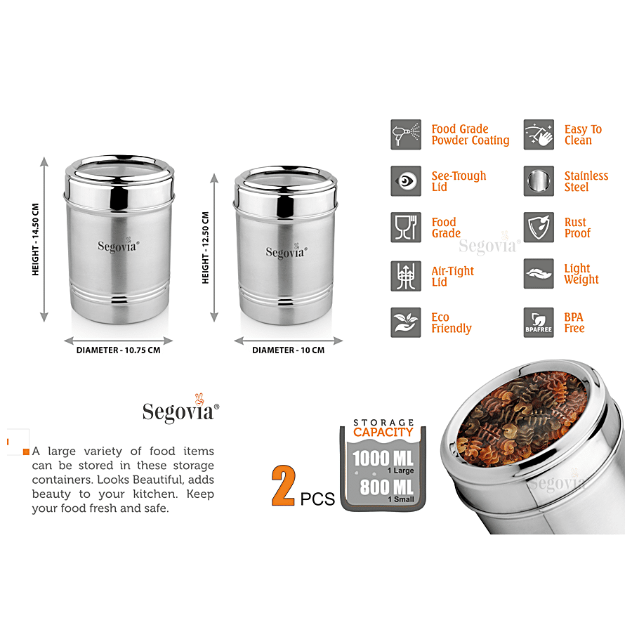 Tanjiae Compact Stainless Steel 100% Airtight Canisters Sets for Small  Kitchens | Metal Food Storage Containers with Lids Sealed - Keep Flour,  Sugar