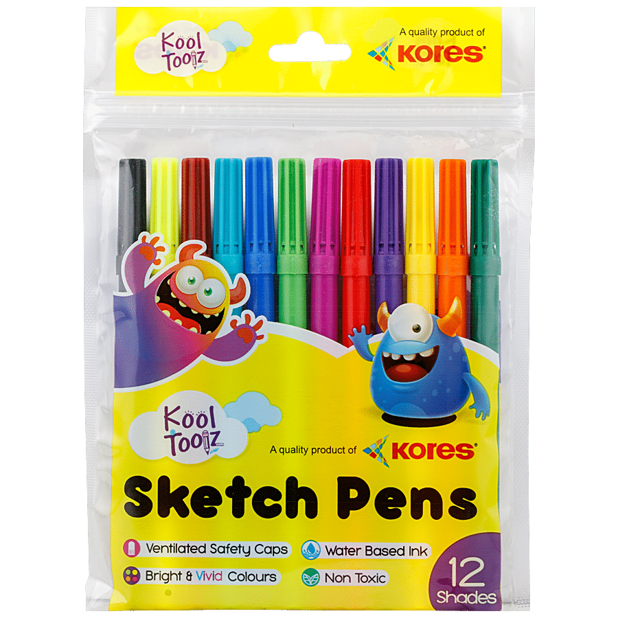 Buy Kores Sketch Pens Regular - 12 Shades, Non-Toxic, Assorted