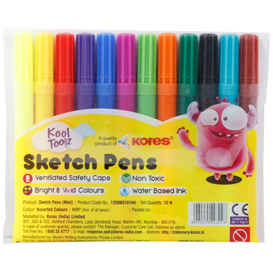 Buy Classmate Sketch Pens Assorted Colour 12 Pcs Online at the Best Price  of Rs 35 - bigbasket