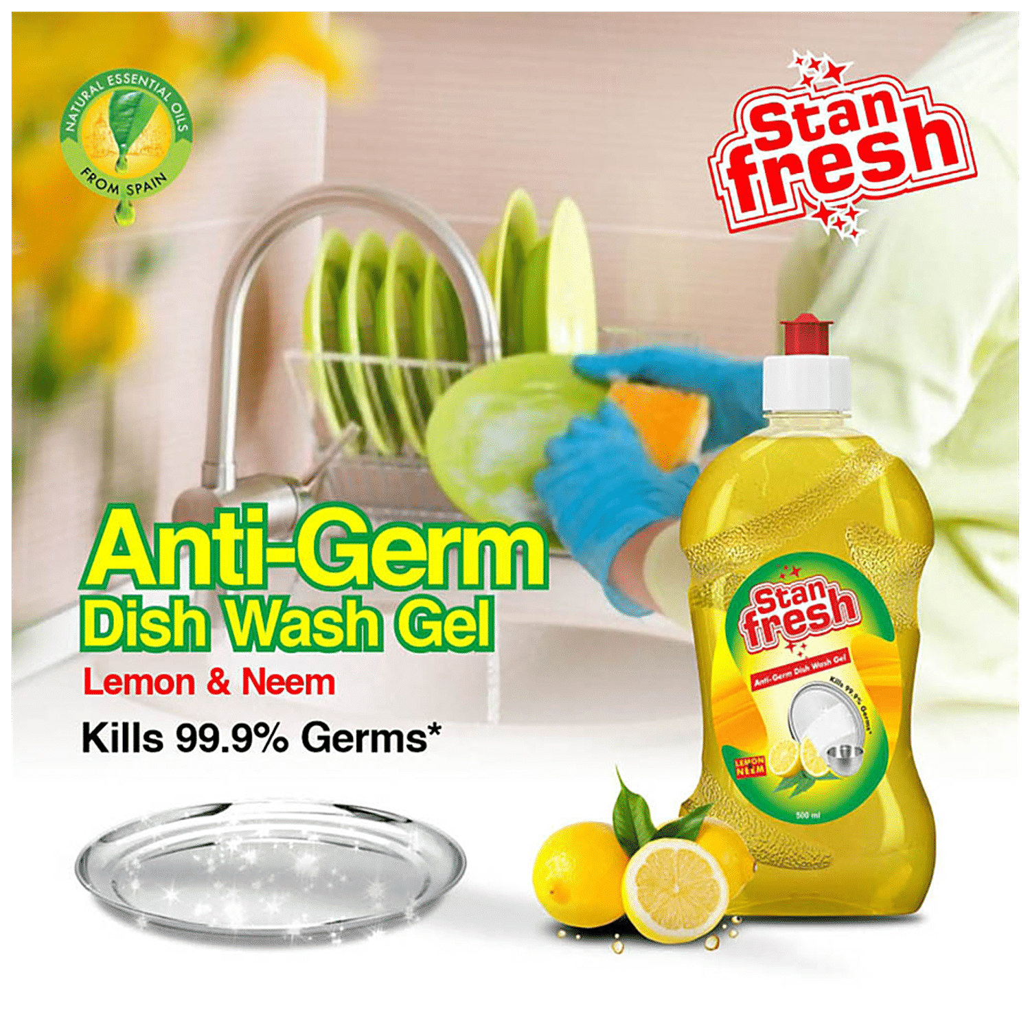 Stanfresh Anti-Germ Dishwash Gel - Lemon 750ml – Stanvac Prime