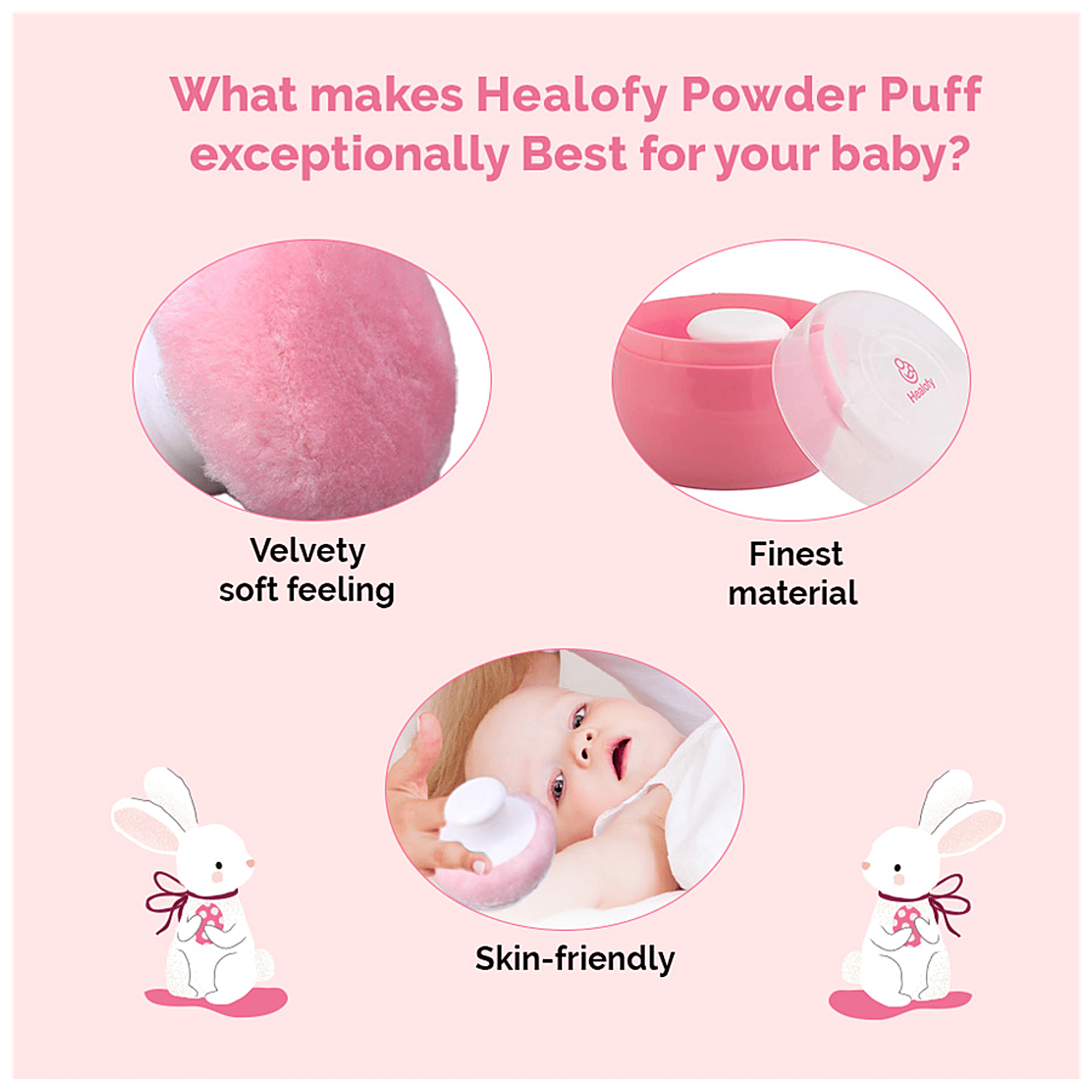 Healifty Powder Puff Baby Body Powder Puff with Handle 4PCS