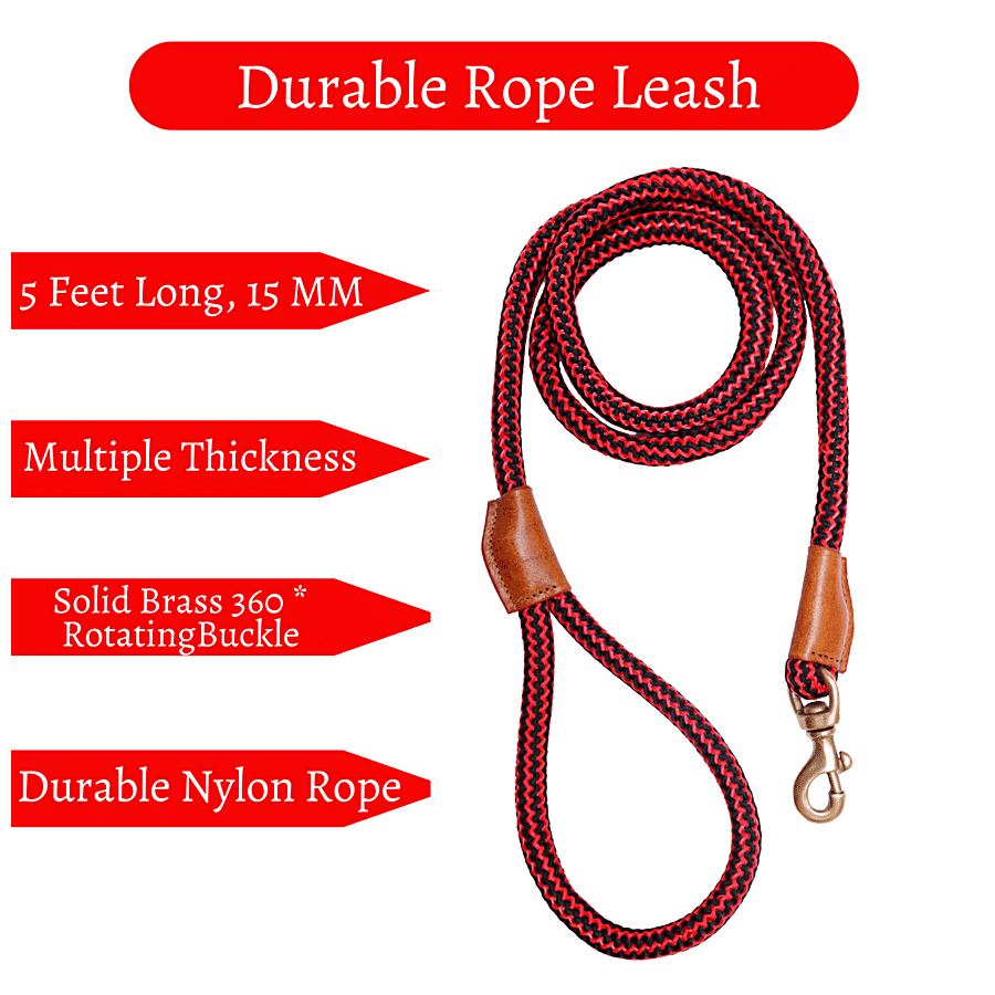 Buy Vama Leathers Heavy Duty Rope Leash - Brass Hook, Durable, For Large &  Medium Dogs, 5 Feet, 15 mm Online at Best Price of Rs 325 - bigbasket