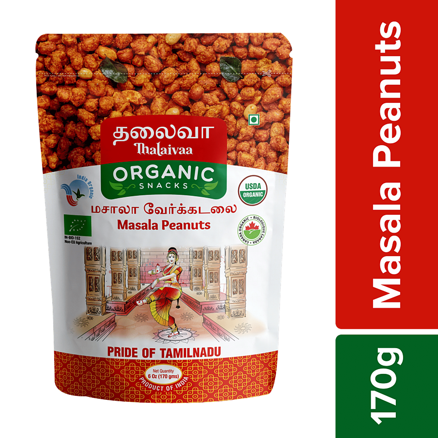 THALAIVAA ORGANIC SNACKS Masala Peanuts - Spicy & Crunchy, No  Preservatives, 170 g