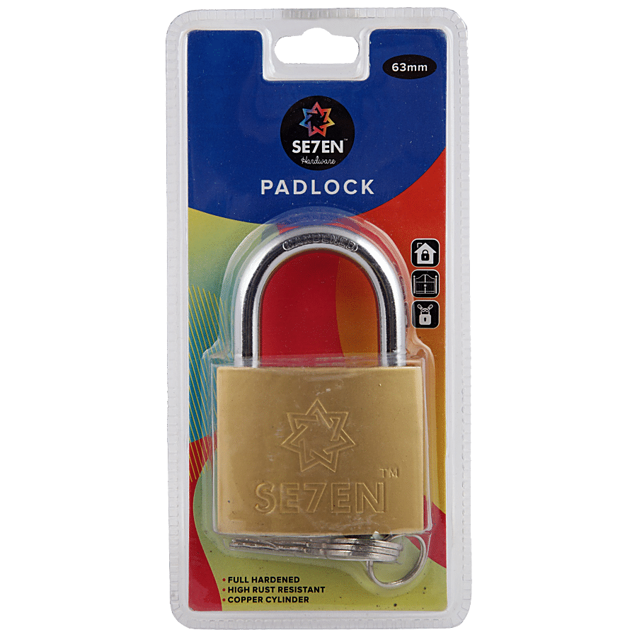 Se7en Heavy Duty Pad Lock 63mm Padlock with 3 Keys Padlock - Buy Se7en  Heavy Duty Pad Lock 63mm Padlock with 3 Keys Padlock Online at Best Prices  in India - Sports