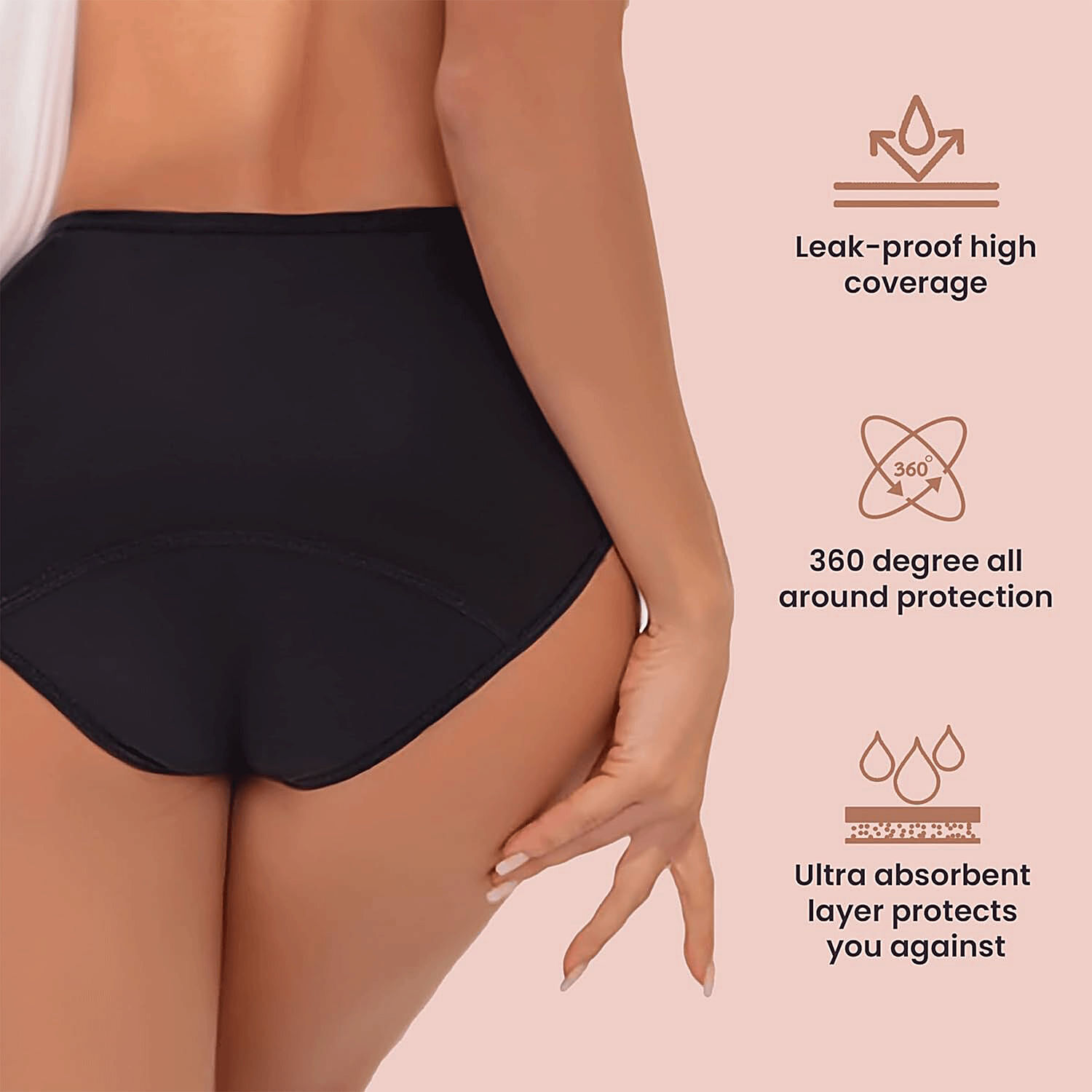 3pcs Women Panties,Menstrual Period Leak-proof Underpants,Postpartum  Panties,Stretch Briefs,V-shaped Waist Briefs,Full Coverage Sanitary