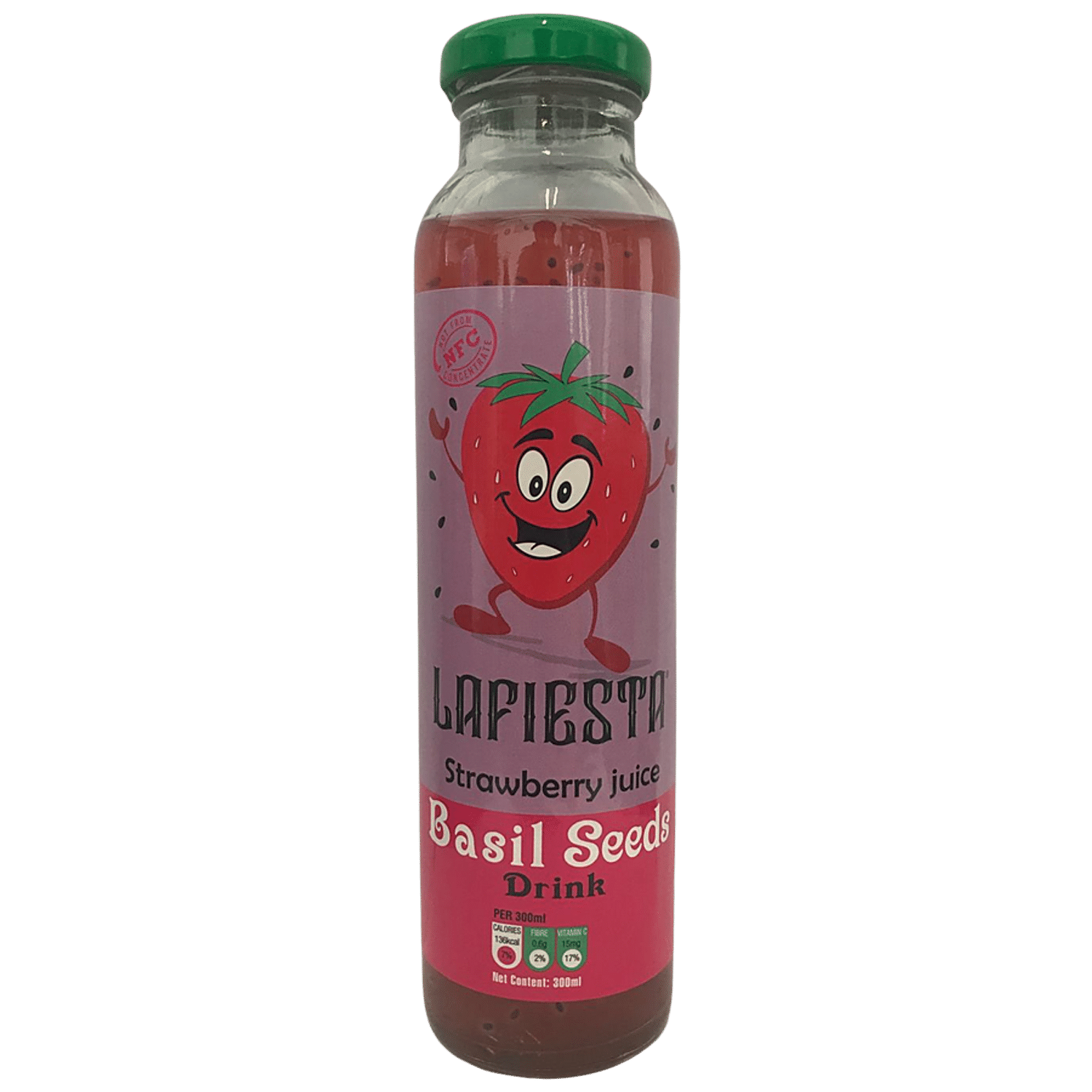 Lafiesta Strawberry Juice Basil Seeds Drink Rich In Vitamins Fibre 300 ml