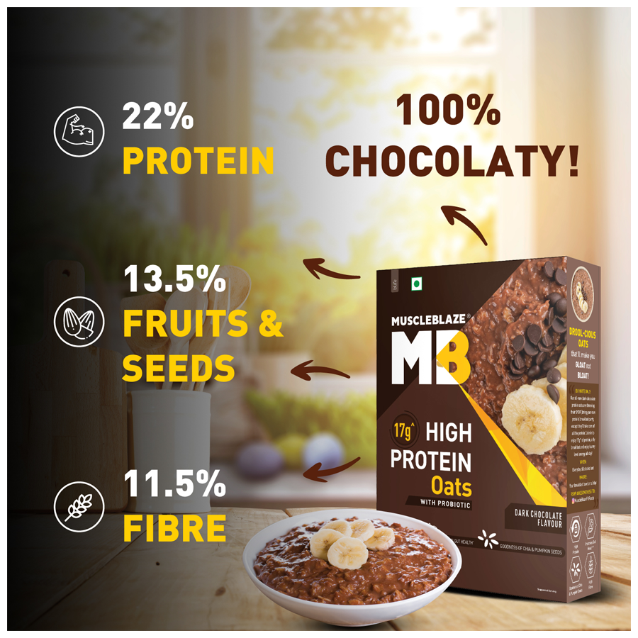 MuscleBlaze High Protein Oats Dark Chocolate, 1 kg - NCR FOOD Supplements