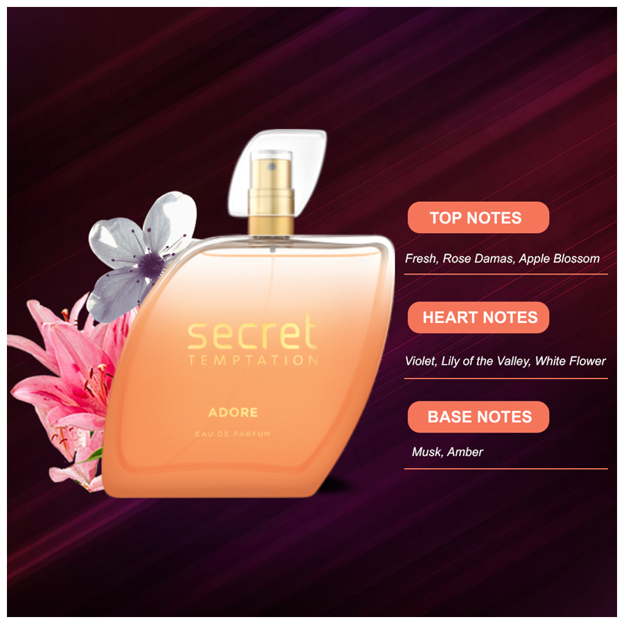 Secret Temptation Eau De Parfum Adore For Women Refreshing Longlasting Fragrance 100 ml