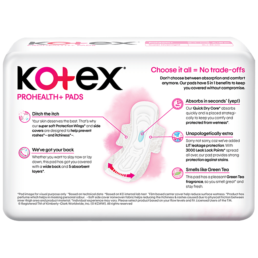 Buy Kotex ProHealth+ Sanitary Pads - Ultra Thin, No Leakage, No Wetness,  Rash Free, XL+ Online at Best Price of Rs 144 - bigbasket