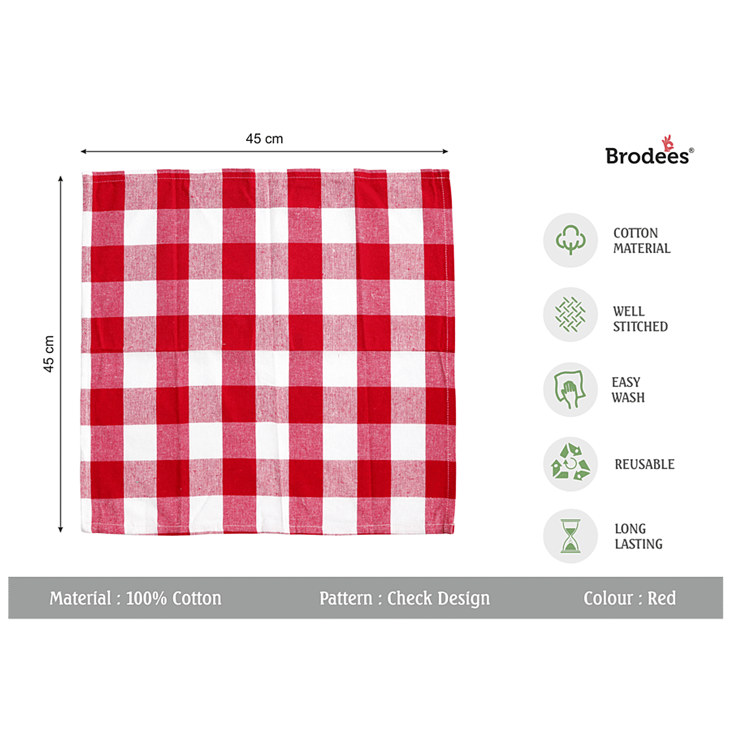 Buy Brodees Cotton Kitchen Towel - Blue, Checked, Easy Wash, 45 x 70 Cm  Online at Best Price of Rs 89 - bigbasket