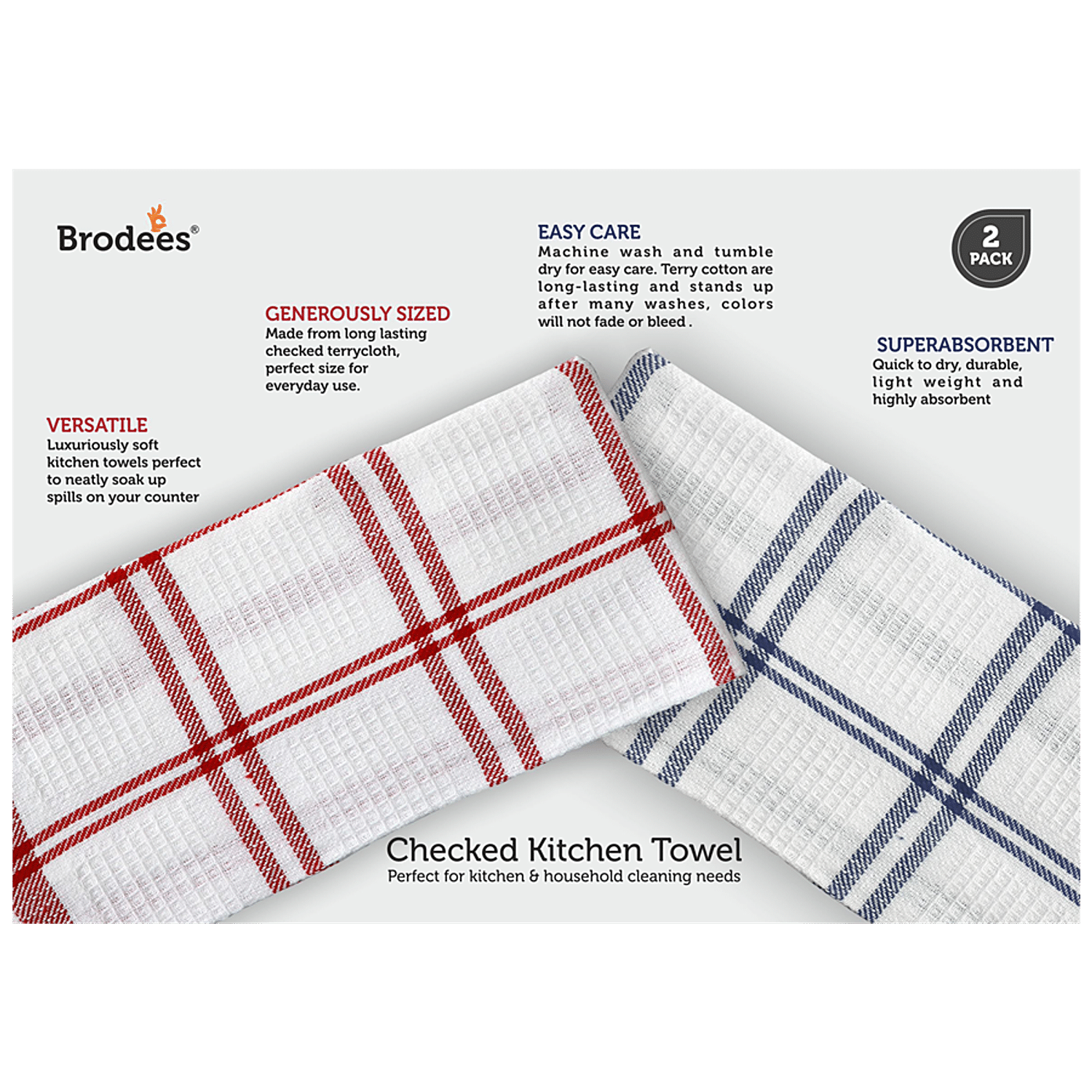 Buy Brodees Cotton Kitchen Towel - Blue, Checked, Easy Wash, 45 x 70 Cm  Online at Best Price of Rs 89 - bigbasket