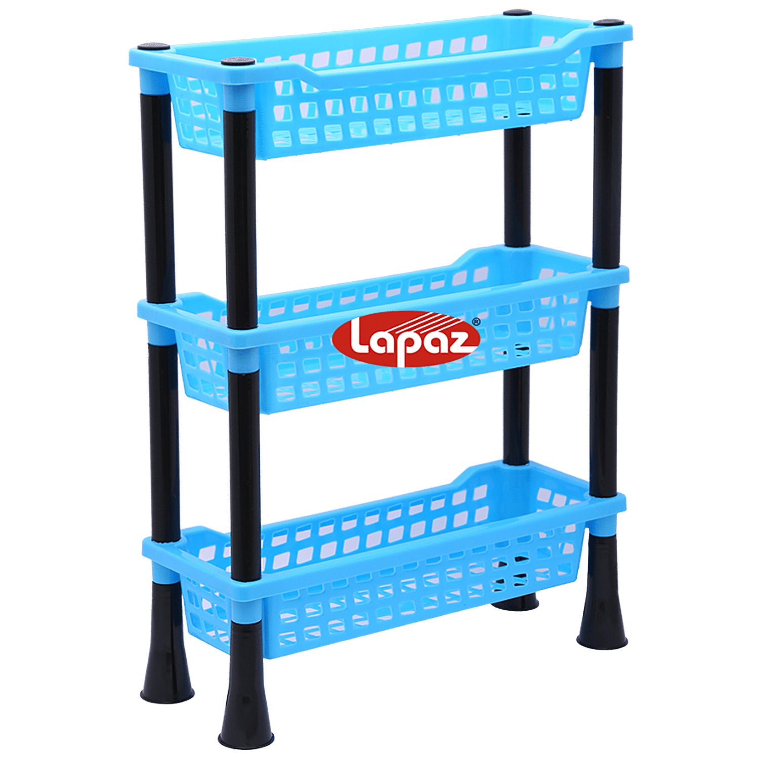 Blue Plastic 3 in 1 Small Kitchen Storage Rack Stand, Size: 42x30x24cm