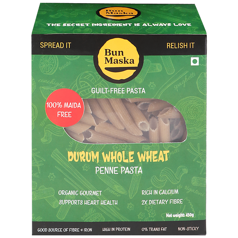Buy Bun Maska Durum Whole Wheat Penne Pasta - Low In Calories Online at  Best Price of Rs 190 - bigbasket