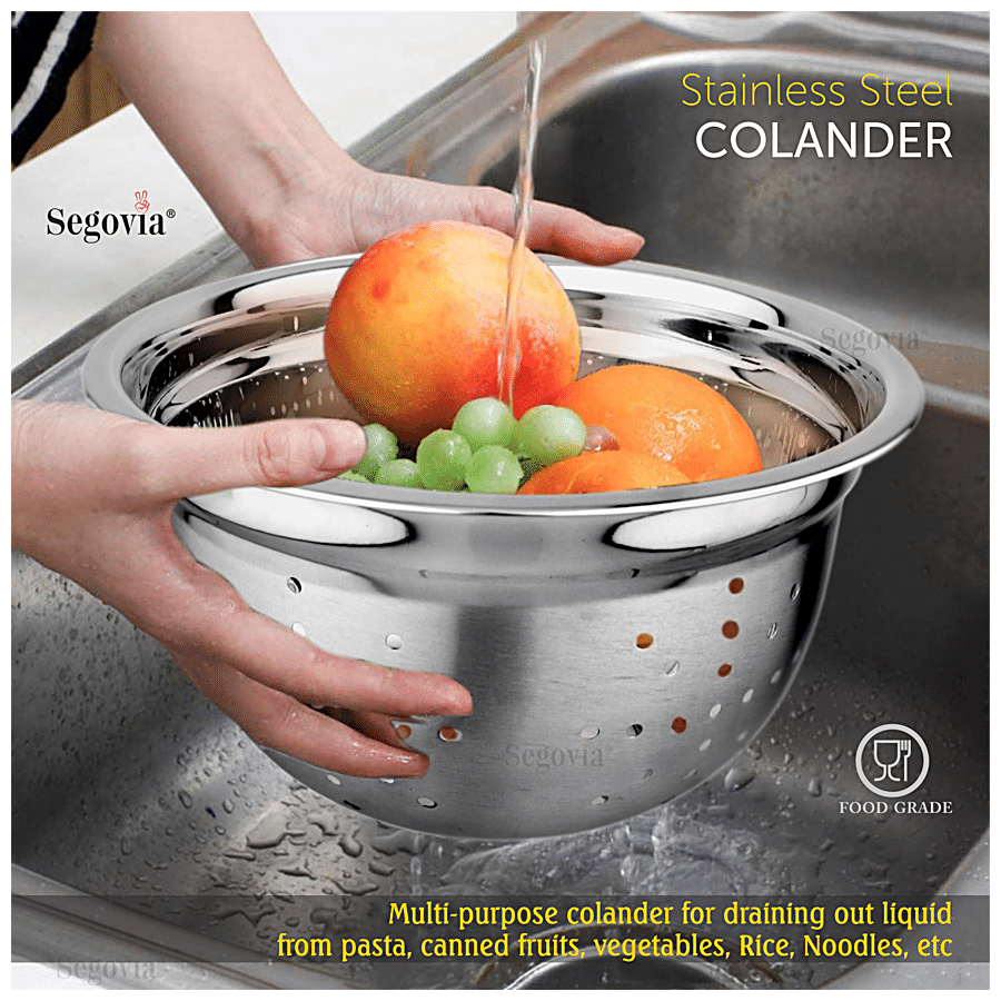 1pc Stainless Steel Colander, Kitchen Metal Food Strainer For Washing  Vegetables, Fruit And Rice And For Draining Cooked Pasta Pot Drainer