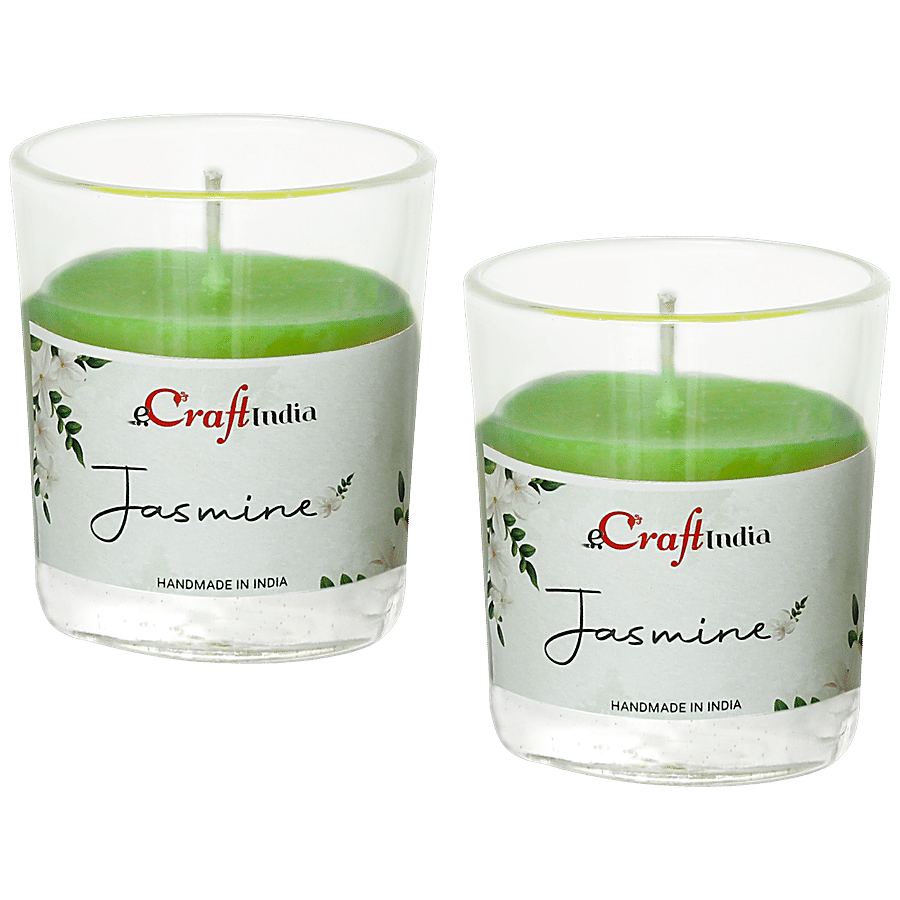 eCraftIndia Vanilla Scented Glass Candle, 2 pcs