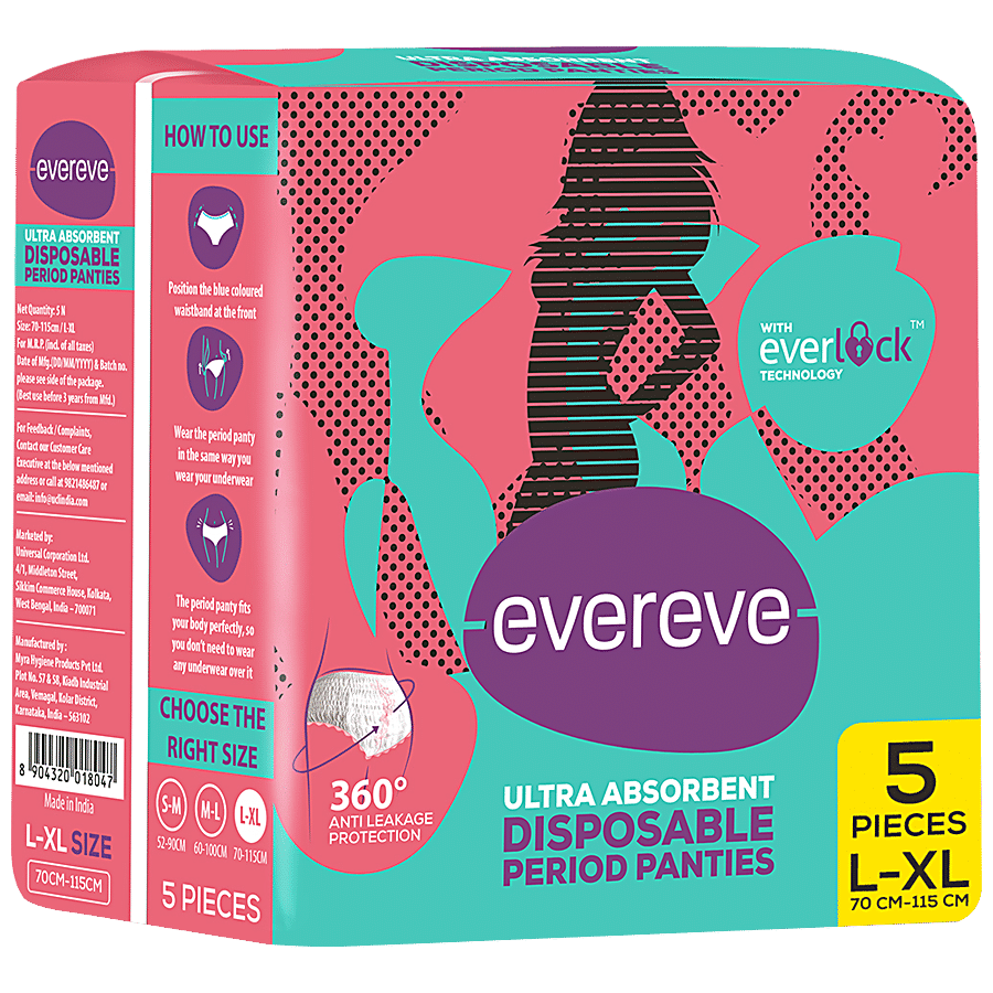 Evereve Ultra Absorbent Disposable Period Panty (L-XL, 70-115cm) - Buy 1  Get 1 Free - Pack of 2 Price - Buy Online at Best Price in India