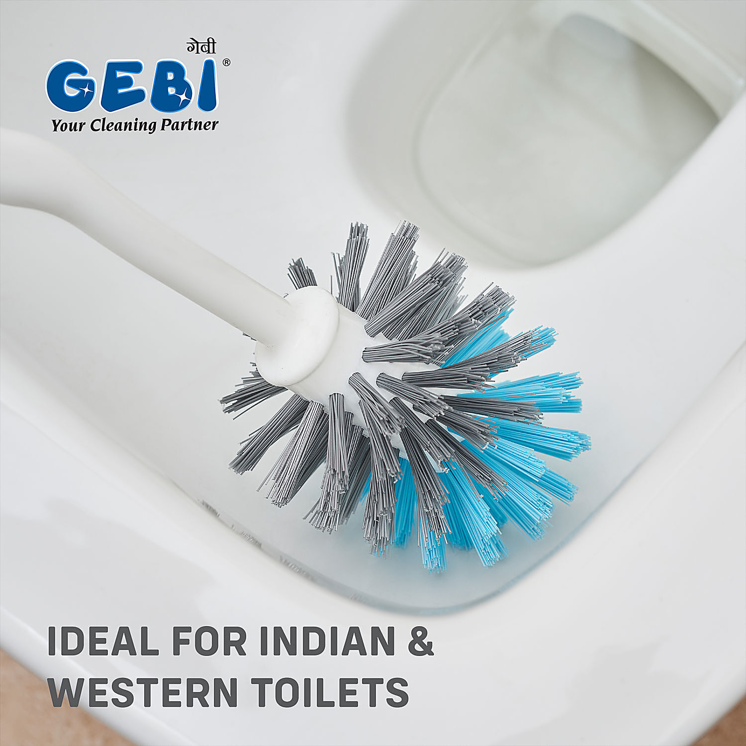 Buy Gebi Richline Yellow Plastic Round Toilet Brush with Container