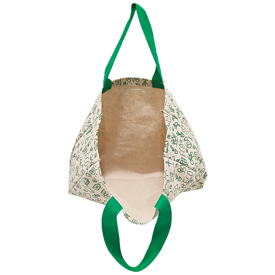 Buy Earthbags Cotton Canvas Shopping Bag/Carry Bag - Green Printed