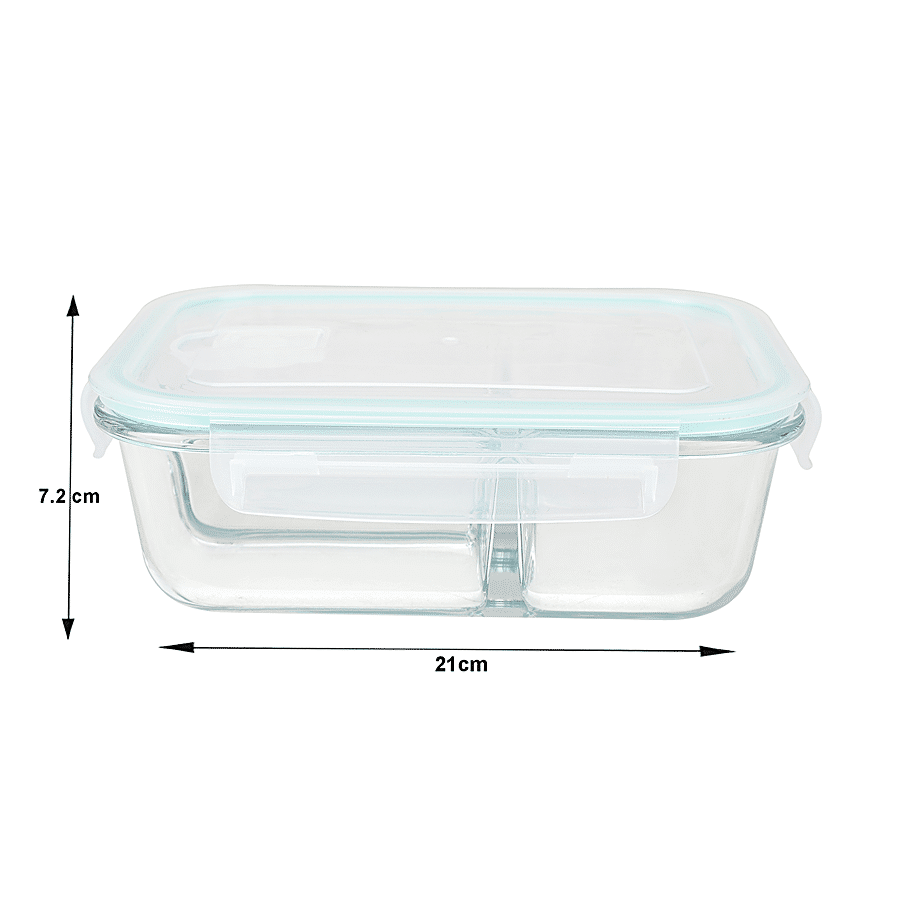 Buy BB Home Glass Lunch Box/Storage Borosilicate Container With Compartment  - Rectangular, Sea Green Online at Best Price of Rs 499 - bigbasket