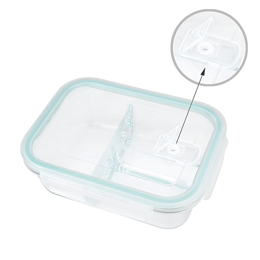 Buy BB Home Glass Lunch Box/Storage Borosilicate Container With Compartment  - Rectangular, Sea Green Online at Best Price of Rs 499 - bigbasket