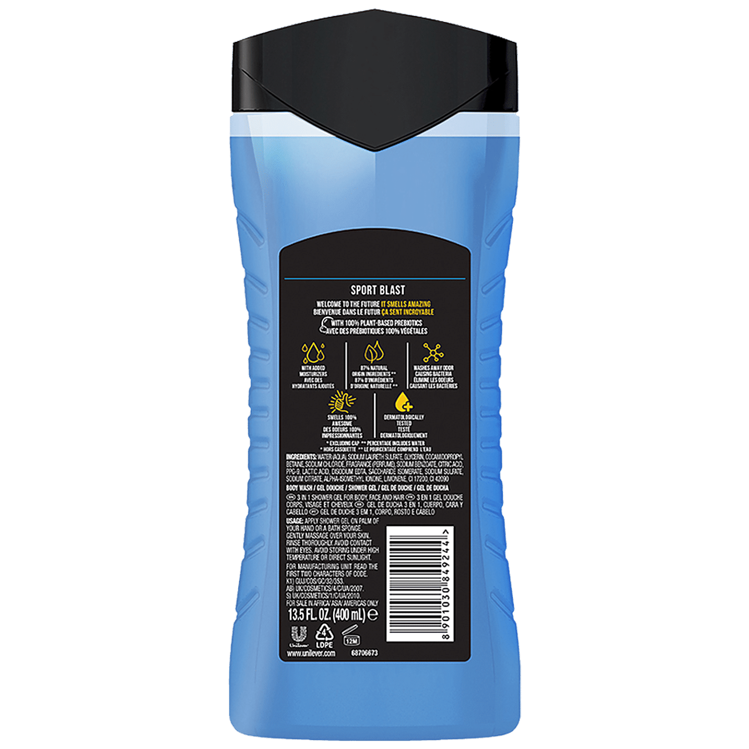 AXE Body Wash Charge and Hydrate Sports Blast Energizing Citrus Scent Men's  Body Wash 100 percent Recycled Bottle 16 oz