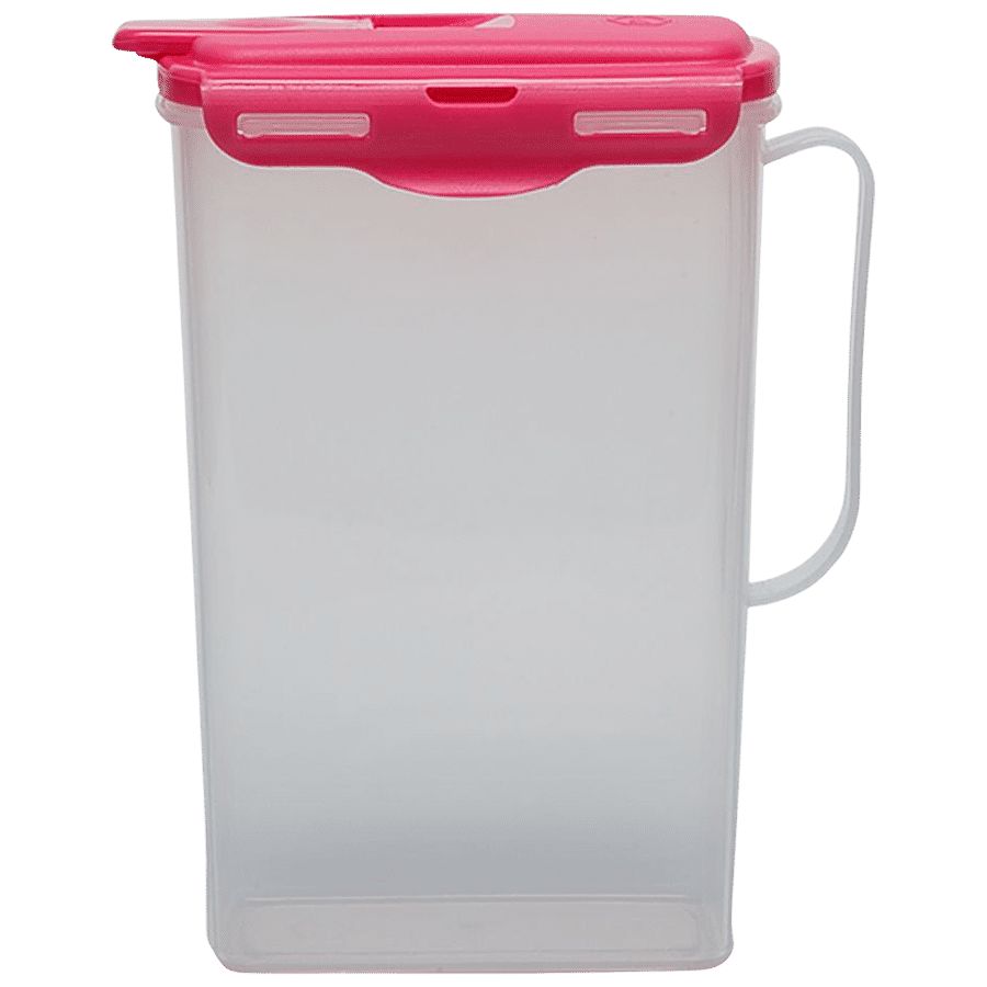 2L Clip and Lock Clear Plastic Kitchen Fridge Milk Juice Drinks Storage Jug
