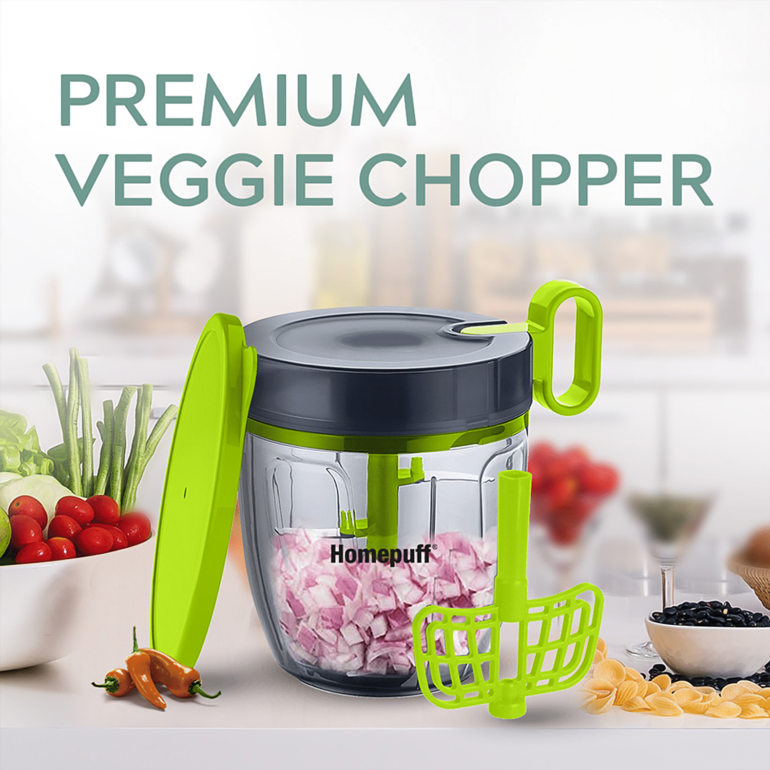 Buy Home Puff 900ml Fruit and Vegetable chopper cutter, 6 Stainless steel  blades with whipper Online at Best Prices in India - JioMart.