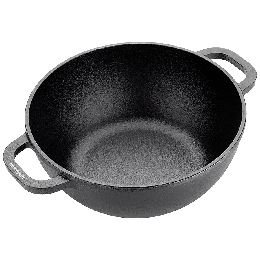 Cast Iron Kadai. One of the best for deep frying. Did you know that using a  new cast iron kadai to deep fry in the initial 2 to 3 times seasons it