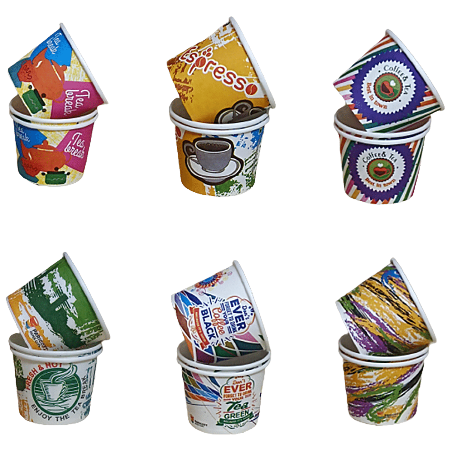 Buy Paricott Paper Cup - Mix Design, Assorted Colour, Eco-friendly