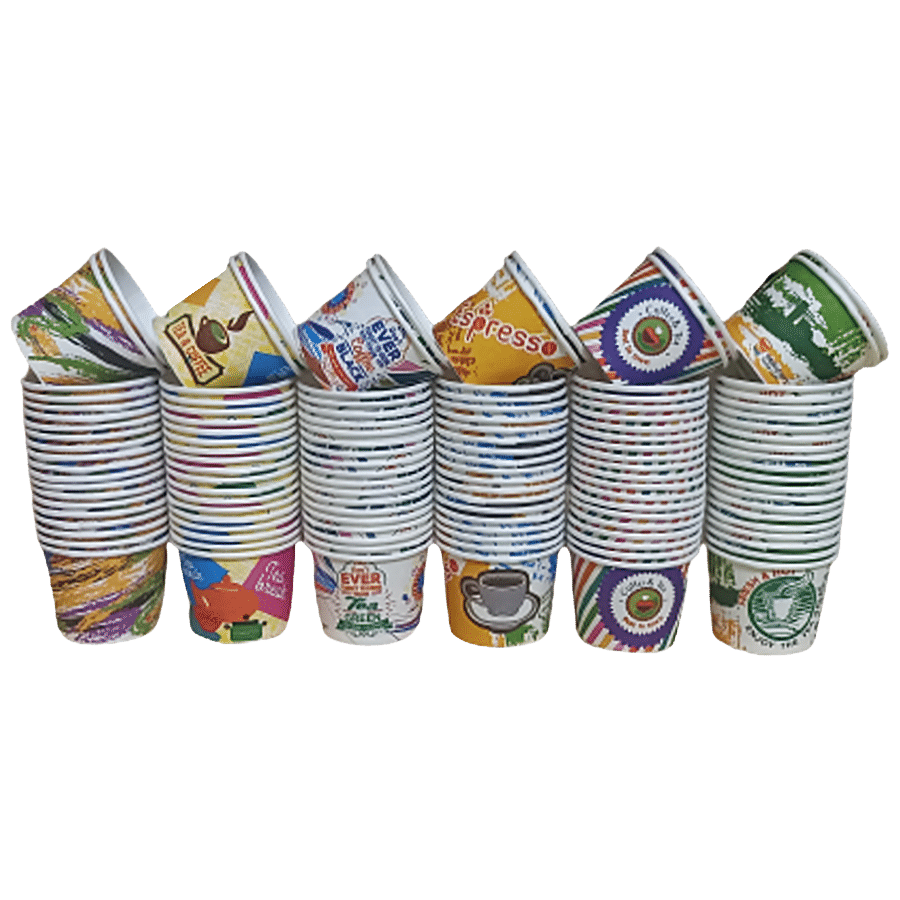Buy Paricott Paper Cup - Mix Design, Assorted Colour, Eco-friendly