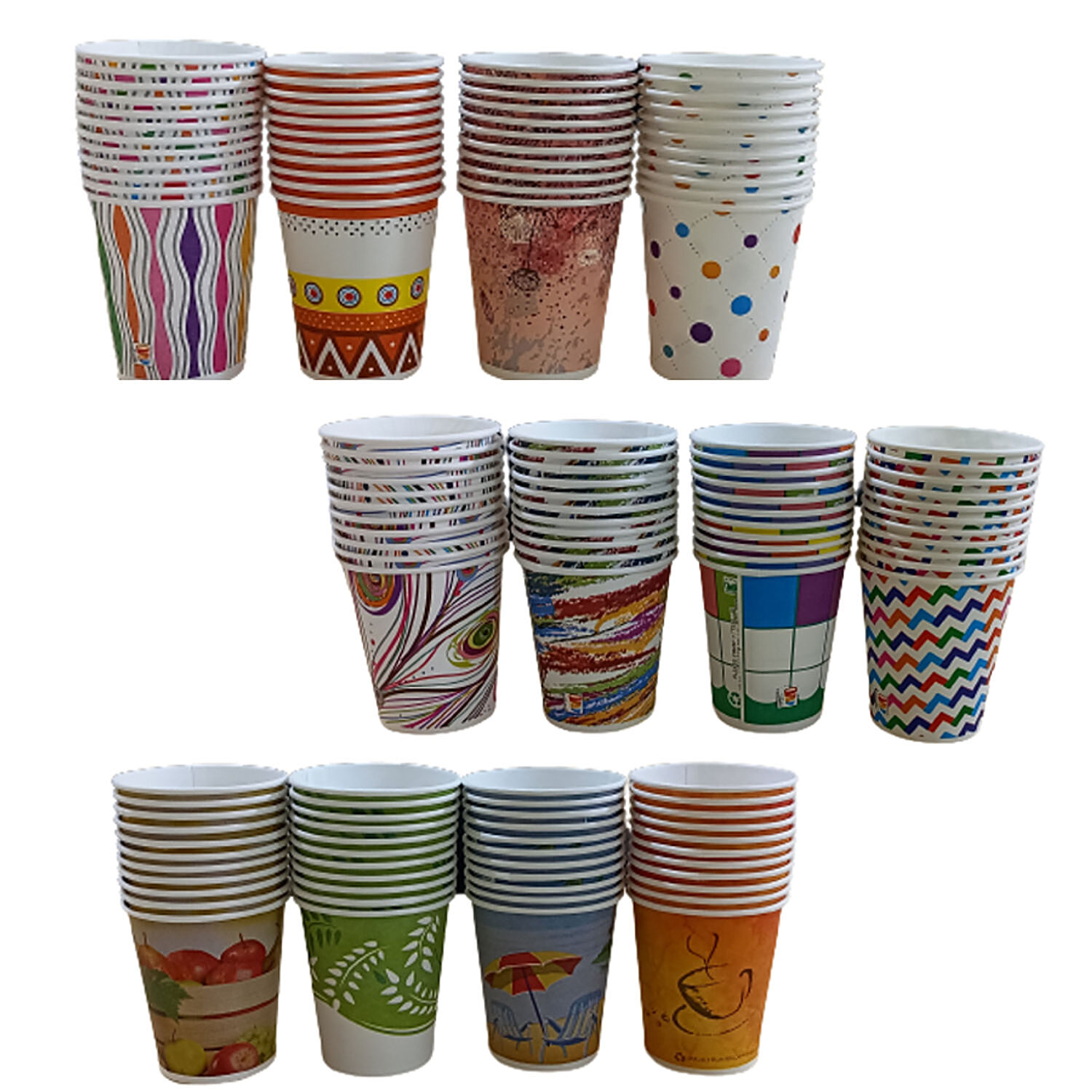 Buy Paricott Paper Cup - Mix Design, Assorted Colour, Eco-friendly