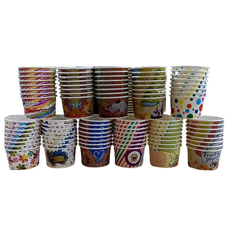 Buy Paricott Paper Cup - Mix Design, Assorted Colour, Eco-friendly