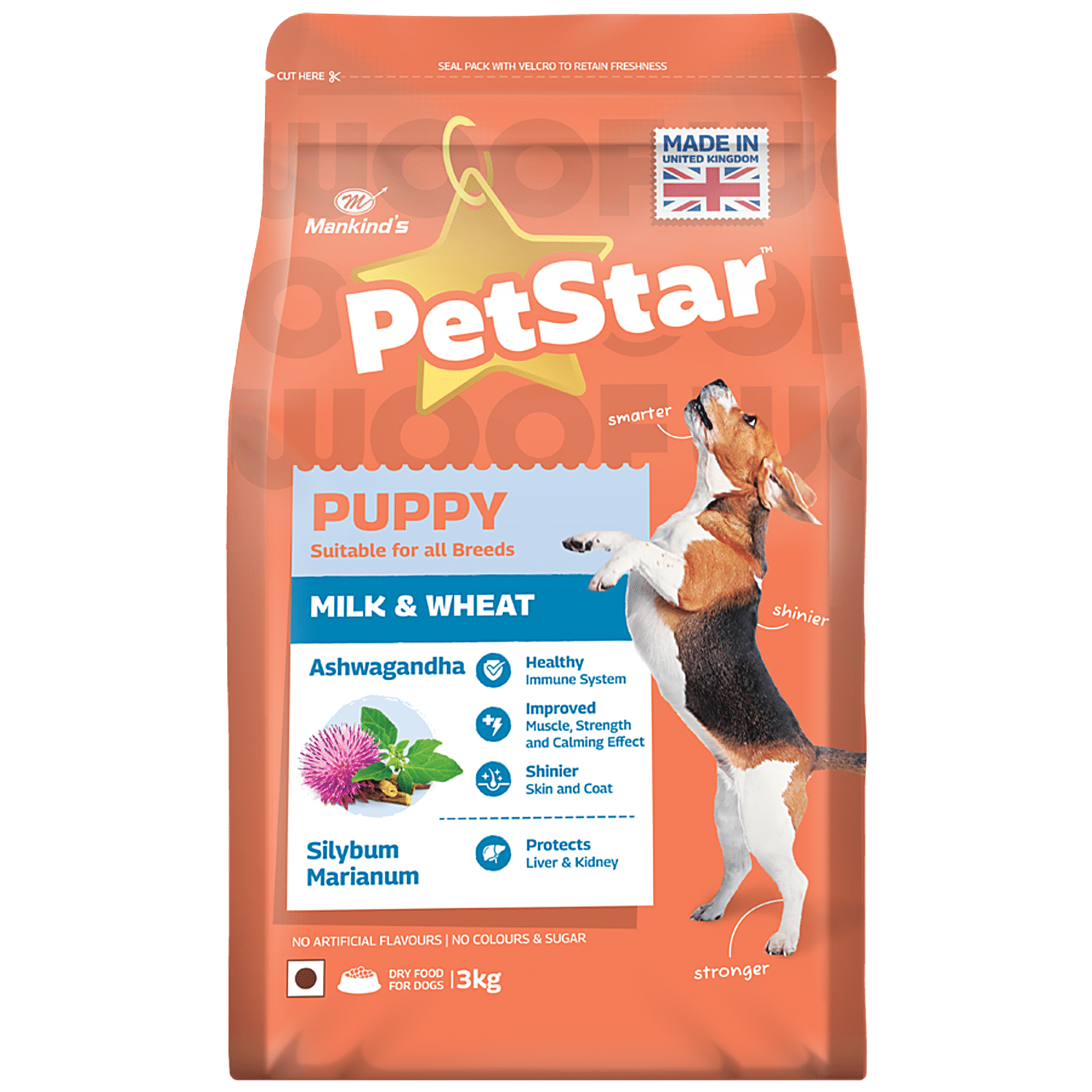 Mankind s Petstar Dry Dog Food Milk Wheat For All Breeds Puppy 3 kg